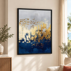 Blue Gold & Grey Abstract Art Design | Abstract Office Artwork #00159