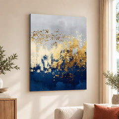 Blue Gold & Grey Abstract Art Design | Abstract Office Artwork #00159