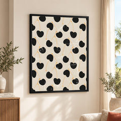 Black & Gold Abstract Design Over Beige Background | Abstract Office Artwork #00161