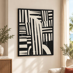 Black & Beige Abstract Design Art | Abstract Office Artwork #00162