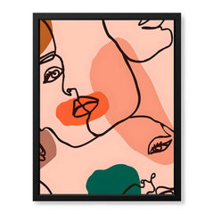 Beige & Pink Beautiful Women Face Art Abstract Design | Abstract Fashion Artwork #00173