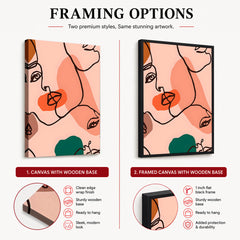 Beige & Pink Beautiful Women Face Art Abstract Design | Abstract Fashion Artwork #00173