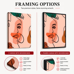 Beige & Pink Beautiful Women Faces Art Abstract Design | Abstract Fashion Artwork #00175
