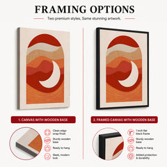 Red & Brown Abtract Design With White Moon | Abstract Office Artwork #00177