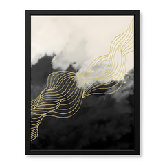 Black & White Background With Golden Lines | Abstract Office Artwork #0018