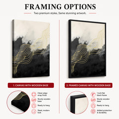 Black & White Background With Golden Lines | Abstract Office Artwork #0018