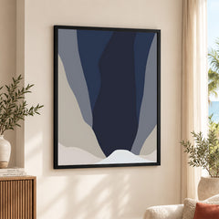 Blue & Grey Abstract Design Over Colorful Background | Abstract Office Artwork #00187