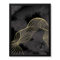 Black & White Background With Golden Lines | Abstract Office Artwork #0019