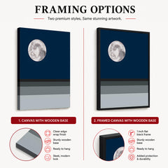 Navy Blue & Grey Moon | Abstract Office Artwork #002
