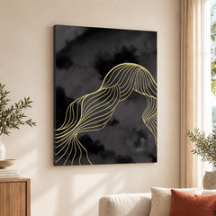 Black & White Background With Golden Lines | Abstract Office Artwork #0021