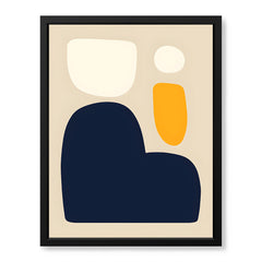 Blue & Gold Abstract Design Over Beige Background | Abstract Office Artwork #00217