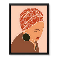 Brown & Orange Women Face Art | Abstract Fashion Artwork #0022