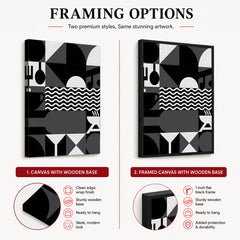 Black & White Abstract Design Over Beige Background | Abstract Office Artwork #00229