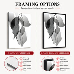 Black & White Floral Oil Paint Art Over White Background | Abstract Floral Artwork #00234