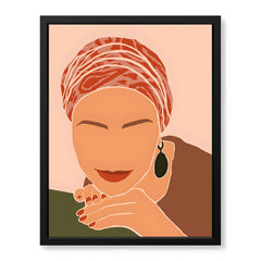 Brown & Orange Women Face Art | Abstract Fashion Artwork #0024