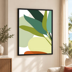 Green Shades Floral Art Over White Background | Abstract Floral Artwork #00249