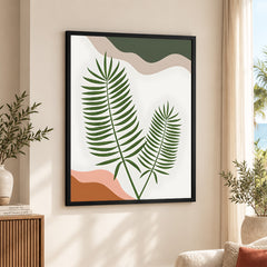 Green Tropical Leaves Over White Background | Abstract Floral Artwork #00252