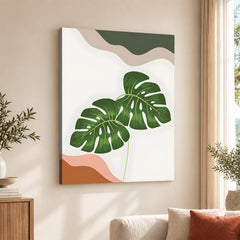 Green Tropical Leaves Over White Background | Abstract Floral Artwork #00253