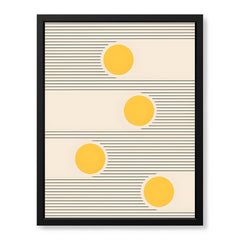 Black Line Art With Golden Moon Over Beige Background | Abstract Office Artwork #00254