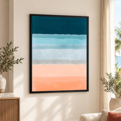 Blue & Beige Color Shades Design | Abstract Office Artwork #0026