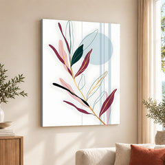 Colorful Abstract Tropical Leaves Over White Background | Abstract Floral Artwork #00261