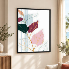 Colorful Abstract Tropical Leaves Over White Background | Abstract Floral Artwork #00262