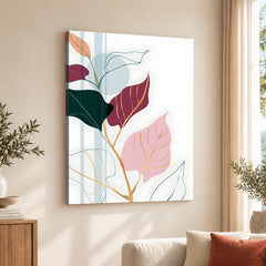 Colorful Abstract Tropical Leaves Over White Background | Abstract Floral Artwork #00262