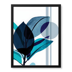 Blue & Green Colorful Abstract Tropical Leaves Over White Background | Abstract Floral Artwork #00265
