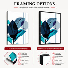 Blue & Green Colorful Abstract Tropical Leaves Over White Background | Abstract Floral Artwork #00265