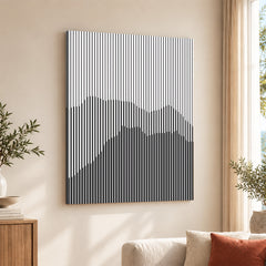 Blue & White Linear Design Over White Background | Abstract Office Artwork #00269