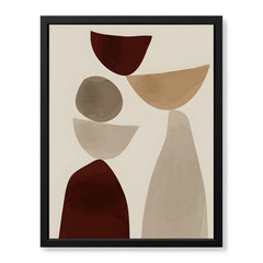 Red & Brown Geometric Shape Design Over Beige Background | Abstract Office Artwork #00271