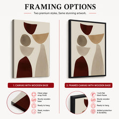 Red & Brown Geometric Shape Design Over Beige Background | Abstract Office Artwork #00271