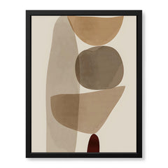 Red & Brown Geometric Shape Design Over Beige Background | Abstract Office Artwork #00272