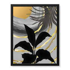 Black & Gold Abstract Tropical Design | Abstract Floral Artwork #00274