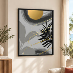 Black & Gold Abstract Tropical Design | Abstract Floral Artwork #00275