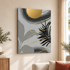 Black & Gold Abstract Tropical Design | Abstract Floral Artwork #00275