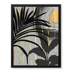 Black & Gold Abstract Tropical Design | Abstract Floral Artwork #00276