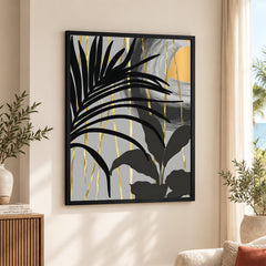 Black & Gold Abstract Tropical Design | Abstract Floral Artwork #00276