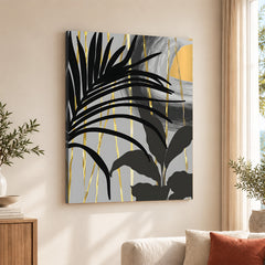 Black & Gold Abstract Tropical Design | Abstract Floral Artwork #00276