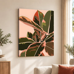 Colorful Abstract Tropical Leaves Over Beige Background | Abstract Floral Artwork #00278