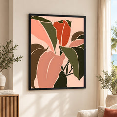 Colorful Abstract Tropical Leaves Over Beige Background | Abstract Floral Artwork #00279