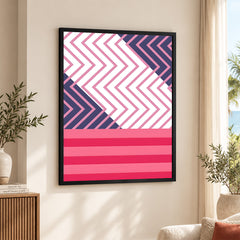 Pink & Blue Abstract Design Over White Background | Abstract Office Artwork #00284