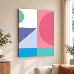 Pink & Blue Colorful Abstract Design Over White Background | Abstract Office Artwork #00285