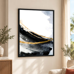 Black & Gold Abstract Office Design Over White Background | Abstract Office Artwork #00290