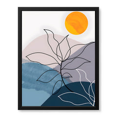 Black & White Floral Design With Moon Over Colorful Background | Abstract Floral Artwork #00297