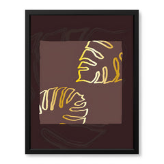 Golden Tropical Leaves Over Purple Brown Background | Abstract Floral Artwork #00300