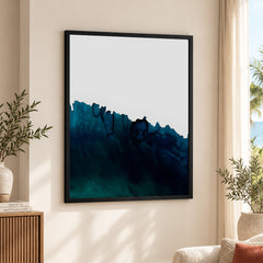 Ocean Blue Color Splashed Over White Background | Abstract Office Artwork #00303