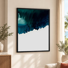 Ocean Blue Color Splashed Over White Background | Abstract Office Artwork #00304