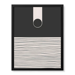 Black & White Linear Design Over Moon Shape Abstract | Abstract Office Artwork #00305