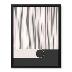 Black & White Linear Design Over Moon Shape Abstract | Abstract Office Artwork #00306